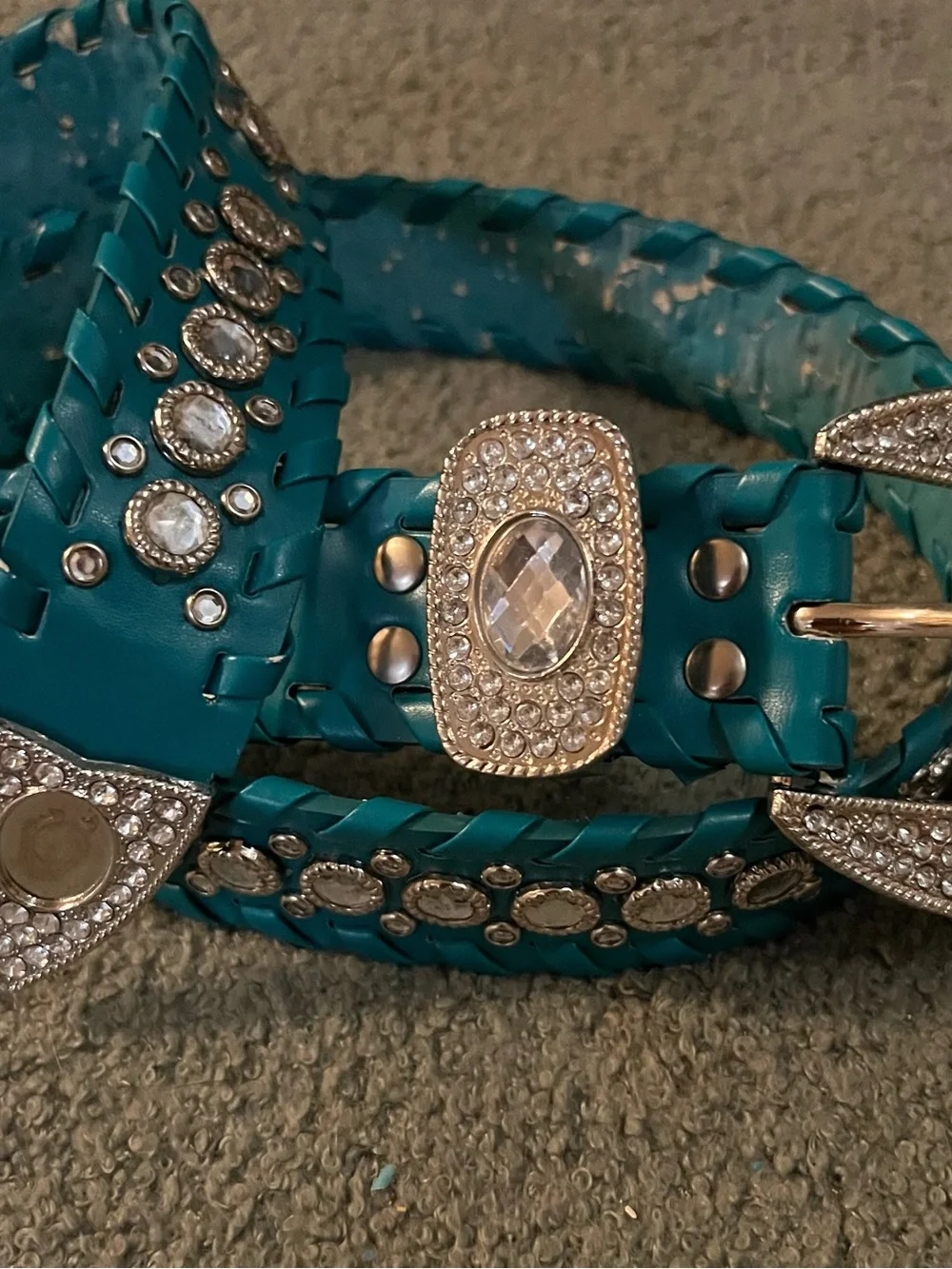 Women’s Teal Crystal Western Belt - Teal